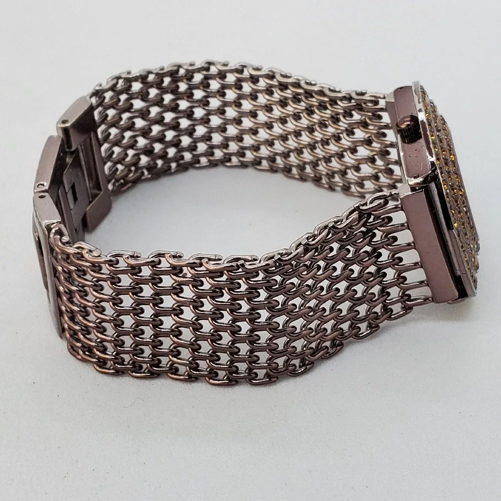 Kessaris Dark Brown Dial Mesh Bands 34MM‎ Round Case 7